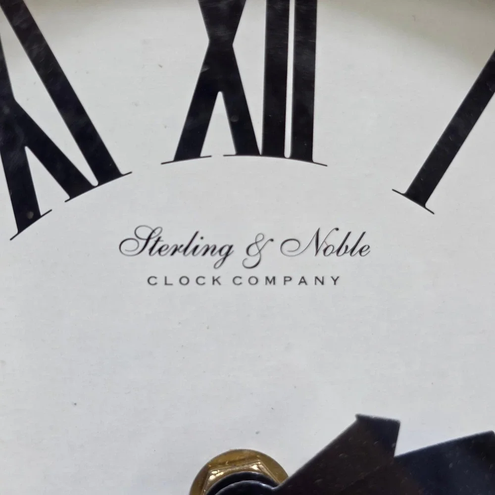 Sterling & Noble Wall Clock Unisex 9in Black Roman Numeral Vintage Style Round